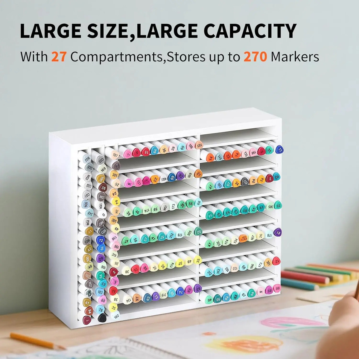 Organizador De Marcadores Madera 270 Unidades Vertical Blanc - Image 3