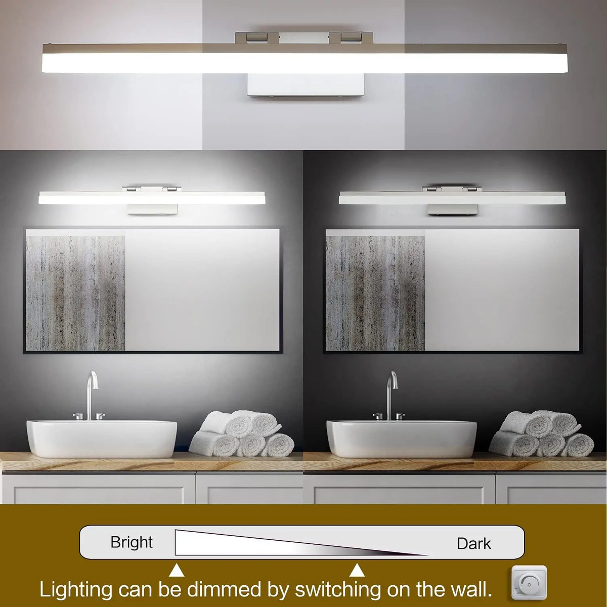 Luz De Baño Led Plateada, 80cm, Luz Blanca Regulable - Image 5