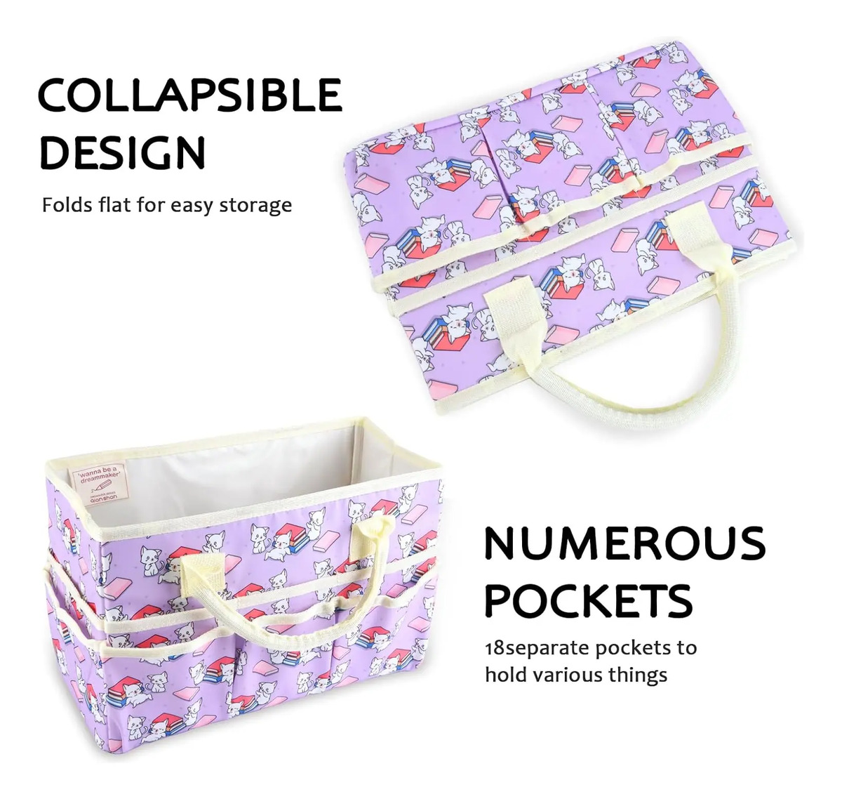 Bolso Organizador Grande Con Varios Bolsillos Para Arte Y Of Book Cat - Image 7