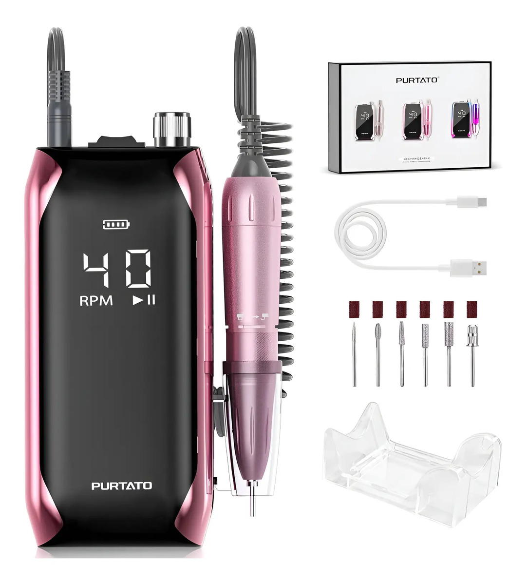 Taladro Profesional Recargable 40.000 Rpm Para Manicura En C