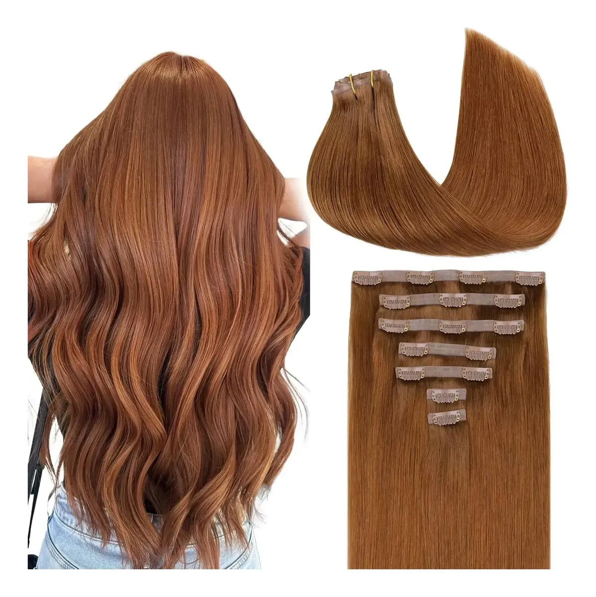 Cabello Humano Remy 45cm 110g Color Cobre Cobre