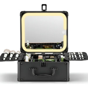 Caja De Maquillaje Iluminado Desmontable, Negro