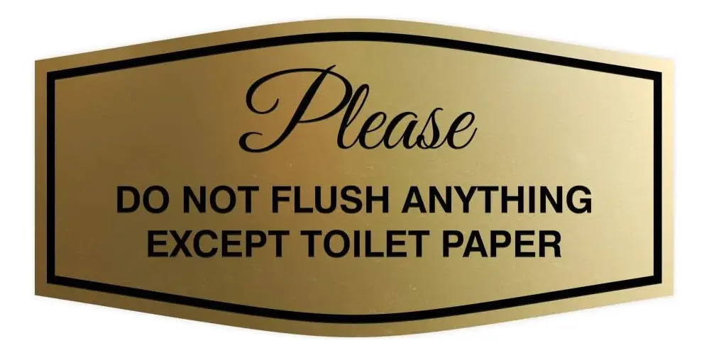 Señal De Baño No Arroje Nada Excepto Papel Higiénico Negro