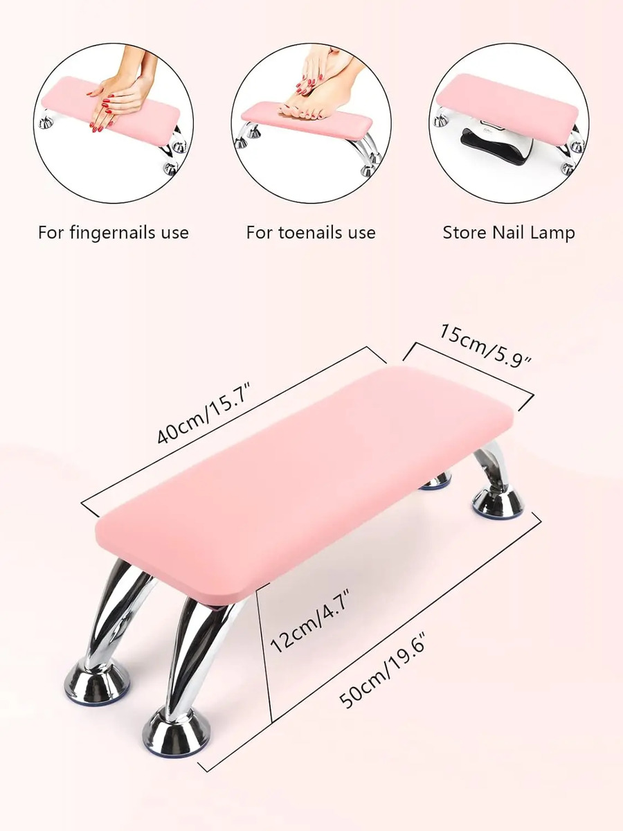 Soporte De Mano Para Uñas De Microfibra De Cuero Rosa Desmo - Image 6