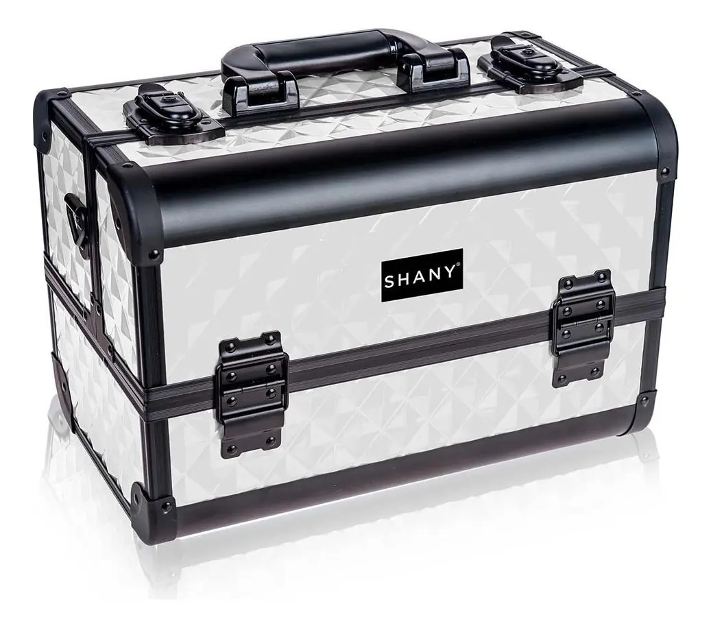 Caja De Maquillaje Portátil Con Espejo, 3 Bandejas, Blanco N
