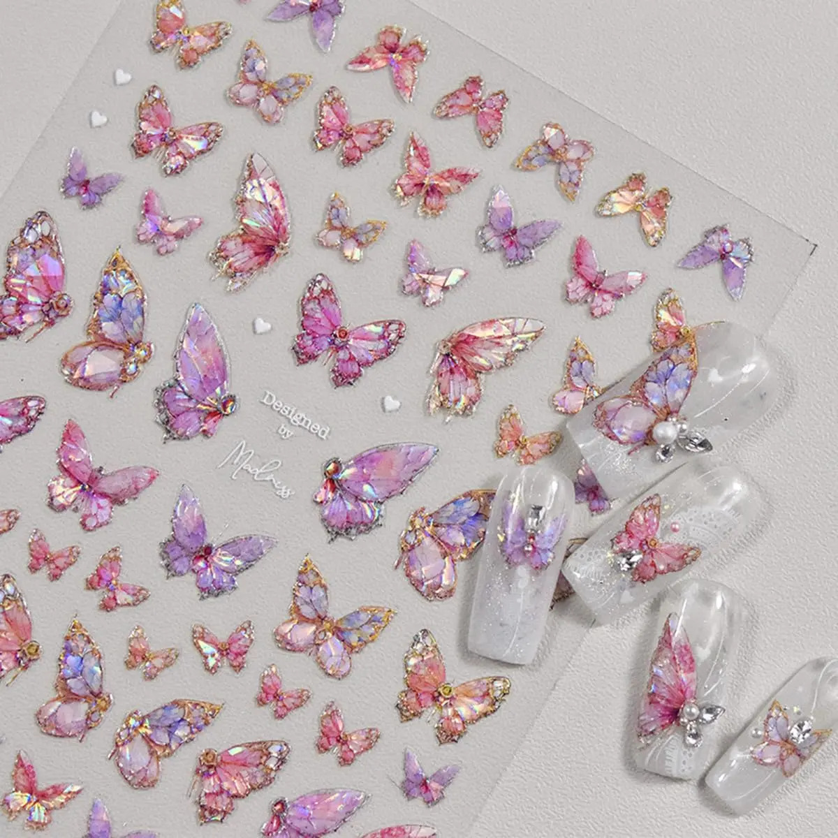 Pegatinas De Mariposas Rosadas De 5d Para Decorar Uñas Con D - Image 2