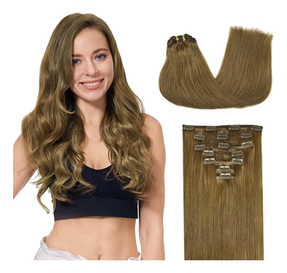 Cabello Humano Remy 45 Cm Marrón Medio Marrón Medio