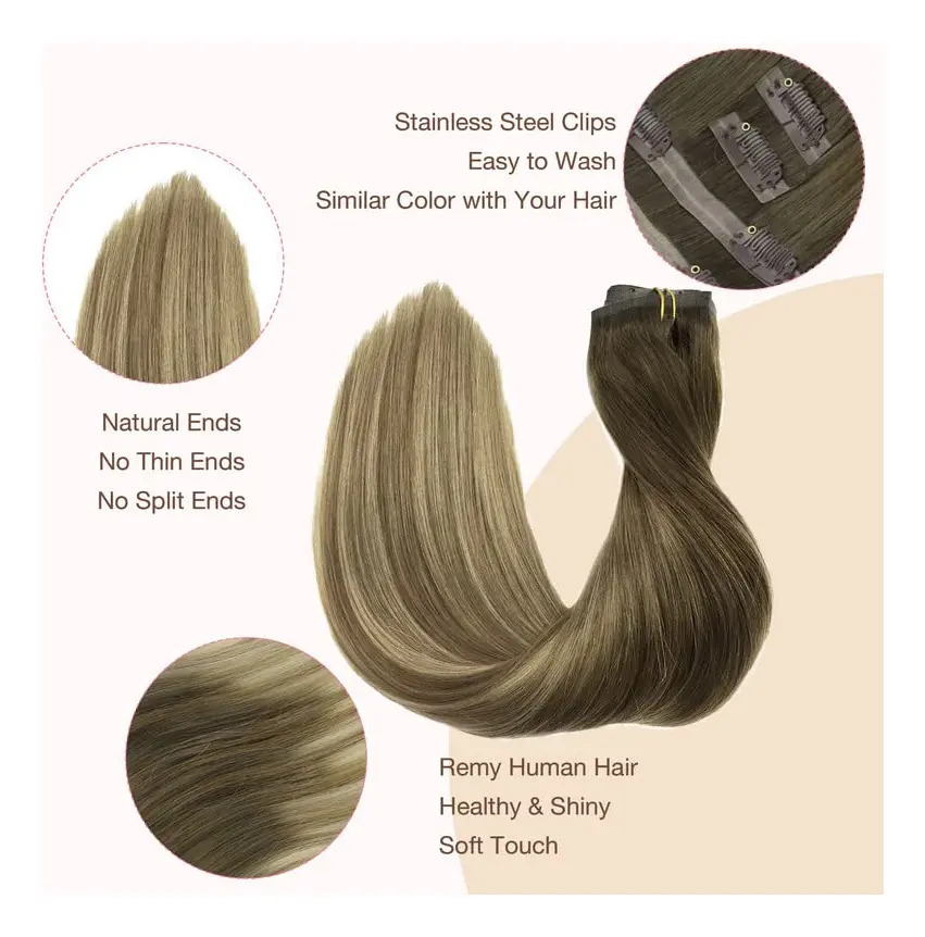 Extensiones De Cabello 50 Cm Balayage Marrón A Rubio - Image 6