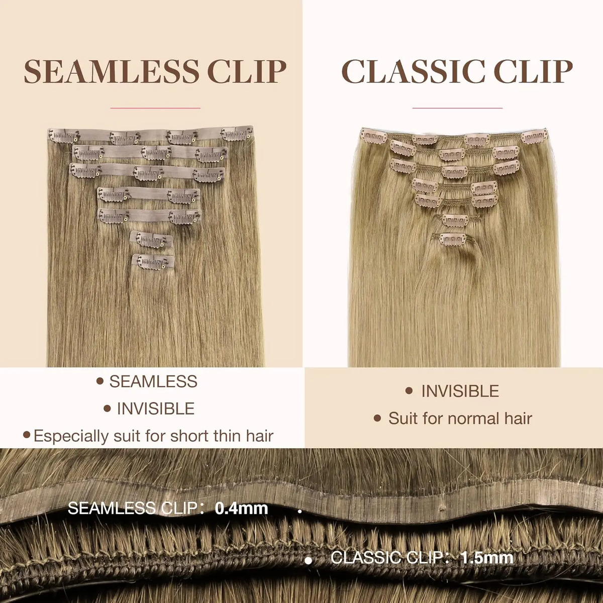 Extensiones De Cabello Natural 45 Cm 7 Piezas - Image 4