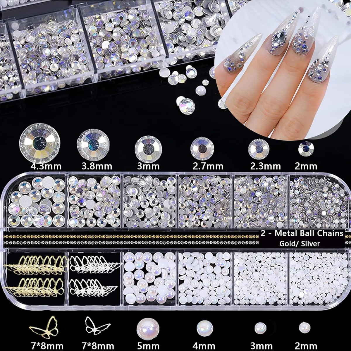 Decoraciones Para Manicura Forma De Mariposa Y Flor De 5 Cm - Image 2