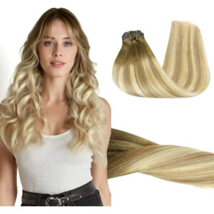 Cabello Humano Remy 40 Cm Rubio Claro Con Raíces Más Oscuras