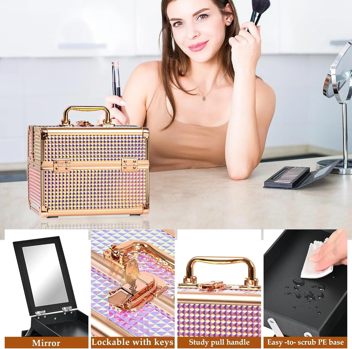 Estuche Organizador De Maquillaje Varios Tamaños Rosa Portát - Image 5