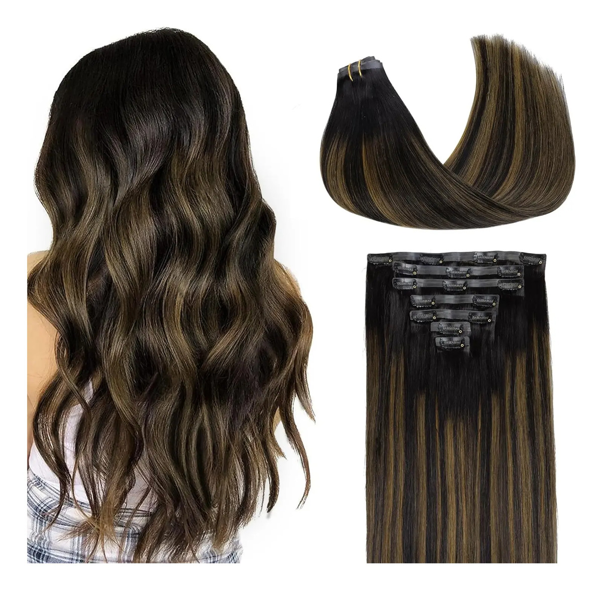 Cabello Humano Natural 35cm Color Marrón Marrón