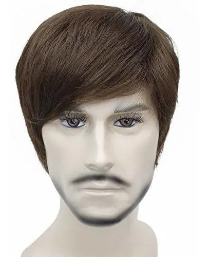Peluca Para Hombres Sintetica De Pelo Corto, Castaño Claro