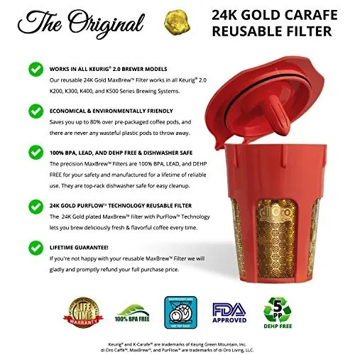 Maxbrew 24k Gold Reutilizable K-carafe Filter Para Keurig 2. - Image 5