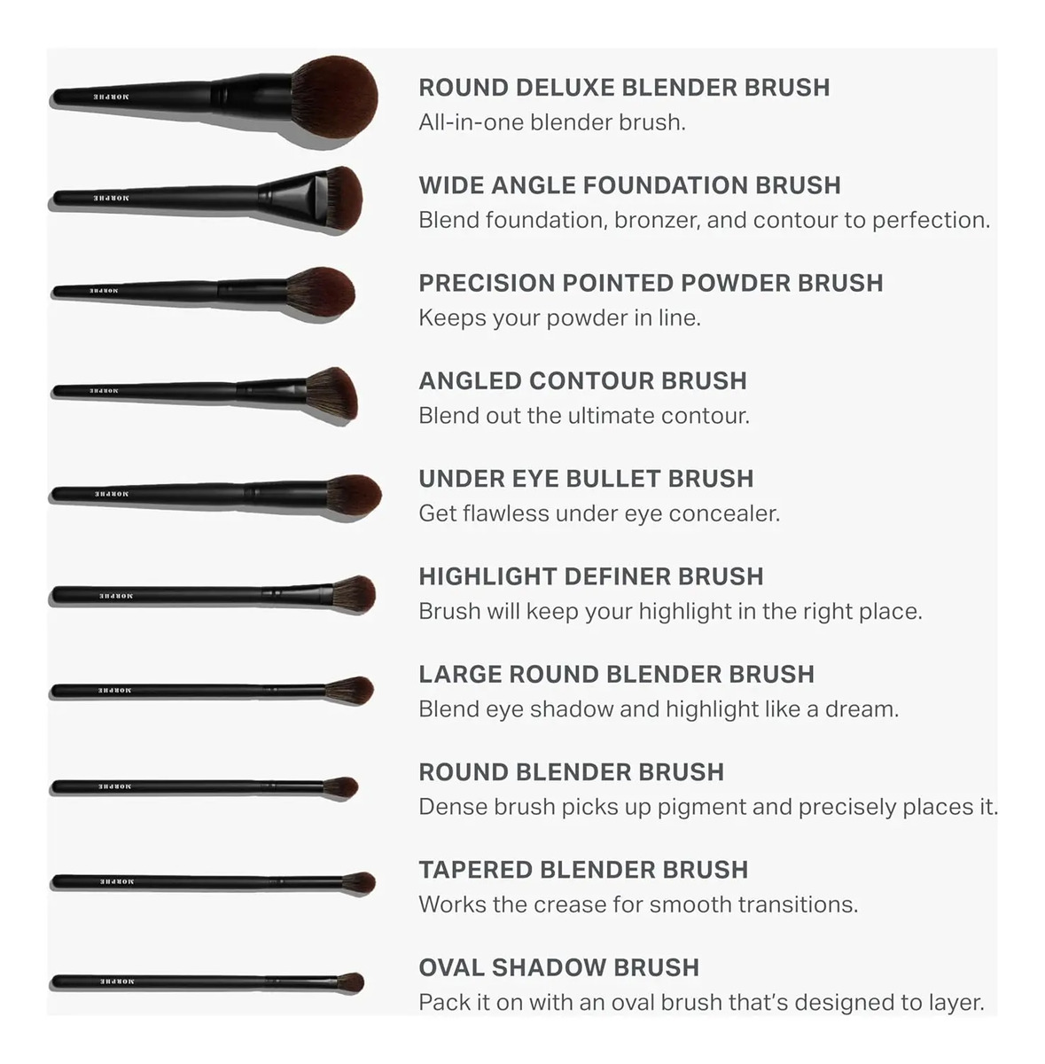 Pinceles De Maquillaje Morphe Mua Life De 20 Piezas Con Cerd Negro - Image 3