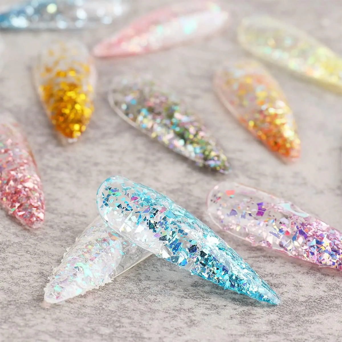 Decoraciones De Uñas Brillantes En 12 Colores Con Purpurina - Image 4