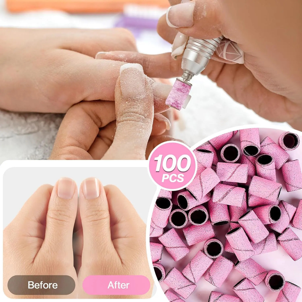 Pulseras De Lija Para Uñas De 180 Grano Fino Rosa Claro De M - Image 6