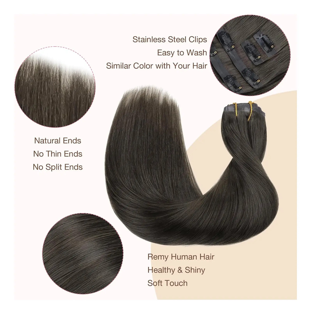 Extensiones De Cabello Remy 55cm Café Mocha Para Mujer - Image 6