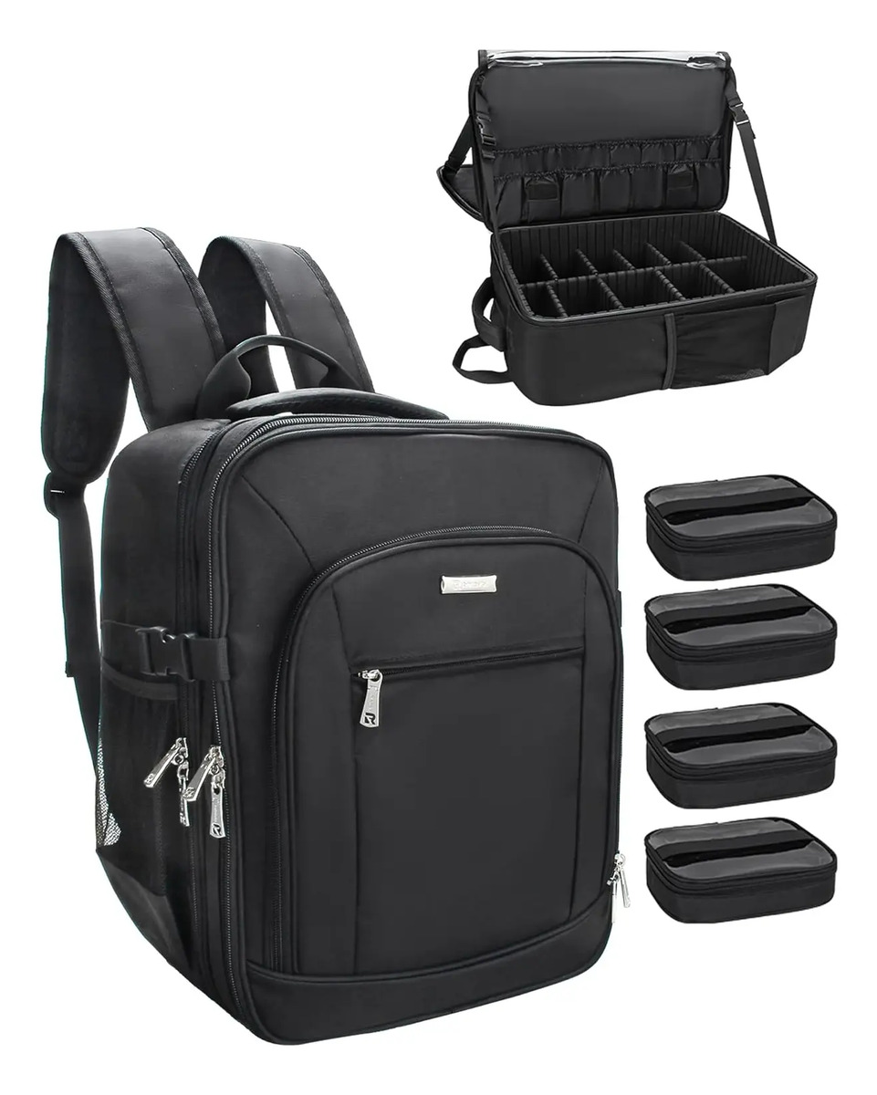Bolso Maquillaje Extra Grande Profesional 3 Capas Negro