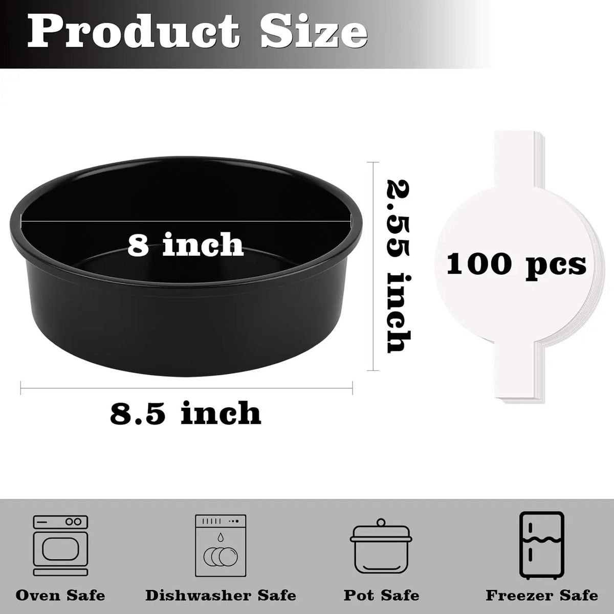 Torno De Cakes Huakener, 3 Moldes Redondos 20cm Con Papel Black - Image 3