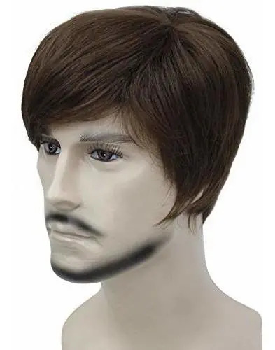 Peluca Para Hombres Sintetica De Pelo Corto, Castaño Claro - Image 2