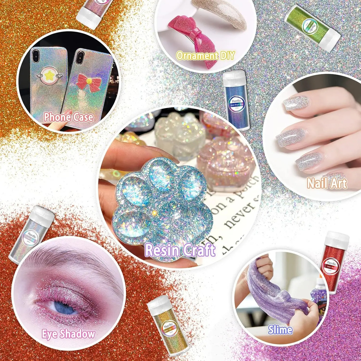 Conjunto Purpurina Holográfico Fino Renfio 420g Para Uñas Ar - Image 5
