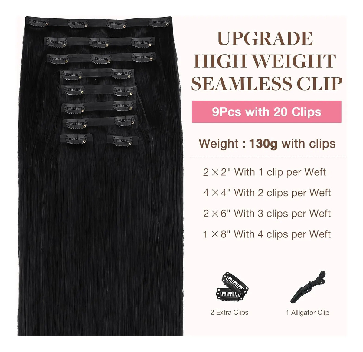 Extensiones De Cabello Remy 35 Cm Negro Jet - Image 2