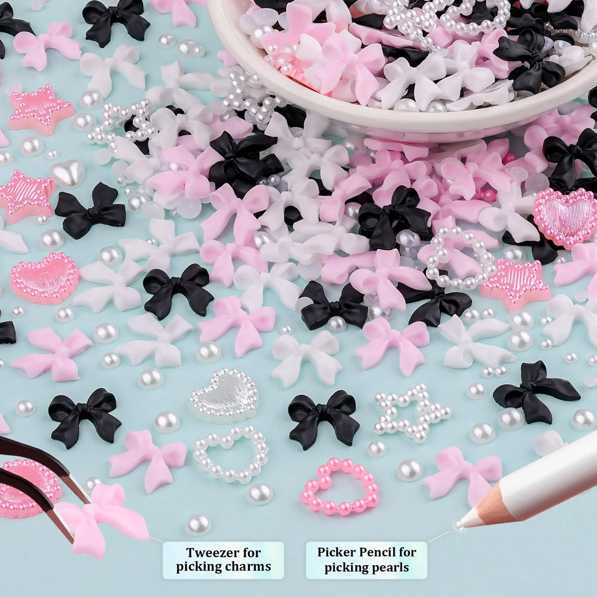 Conjunto De Charms Y Perlas Para Arte De Uñas De 600 Piezas - Image 3