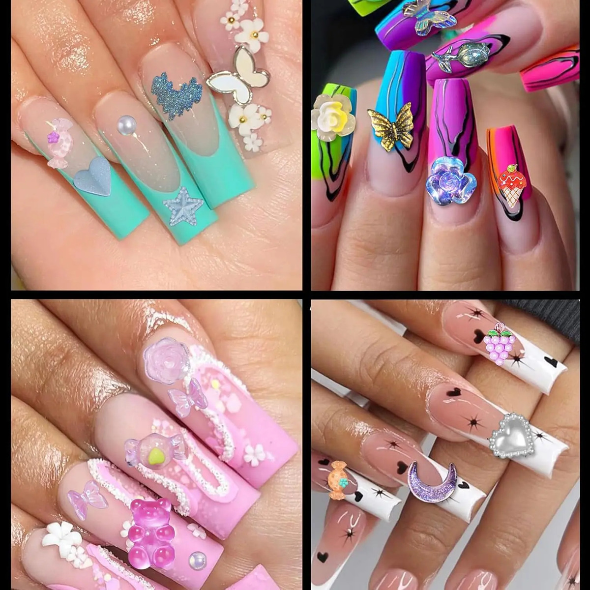 Adornos De Uñas Flor Mariposa 3d Con Cristales Ab Estrellado - Image 6