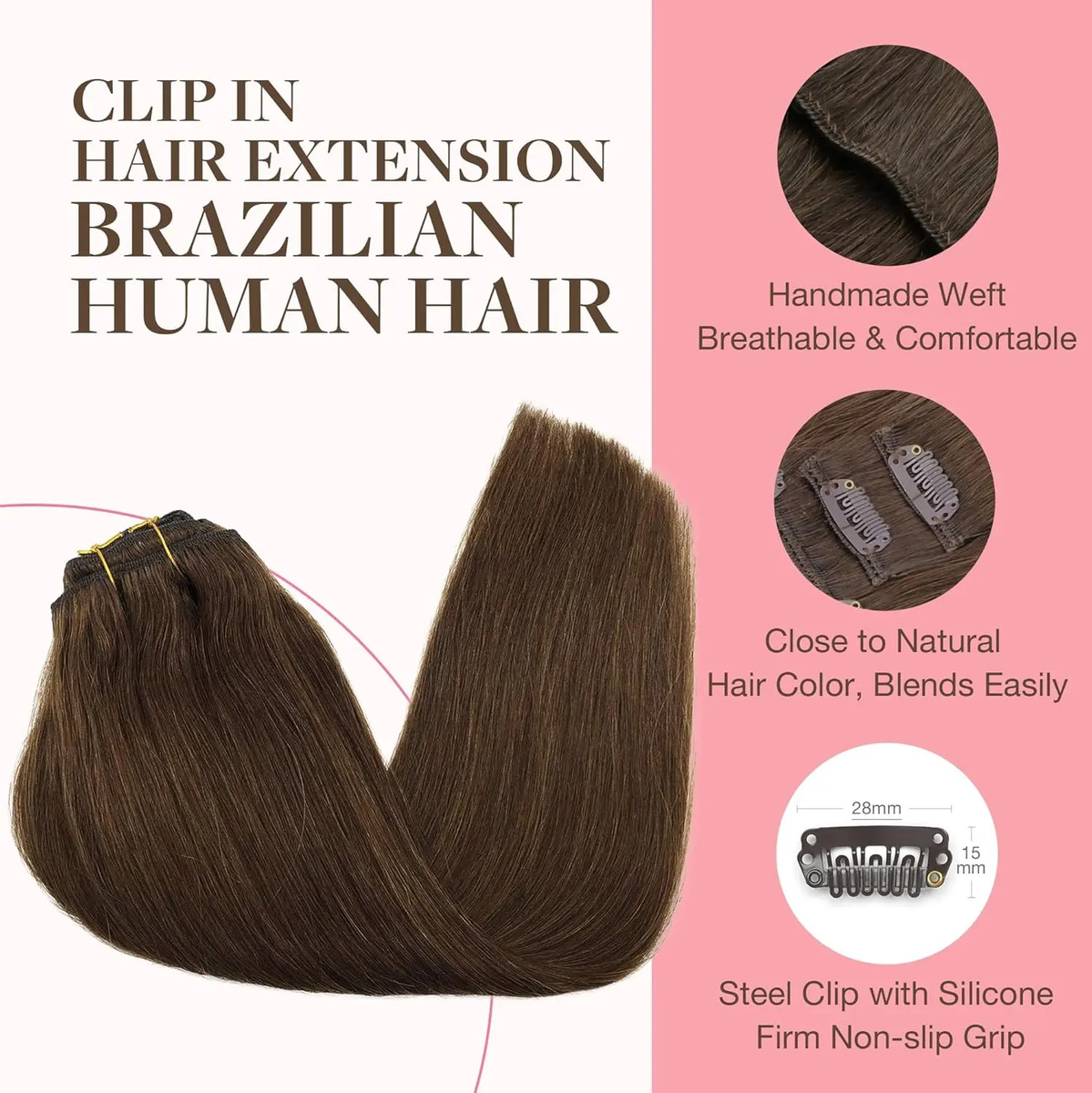 Cabello Humano Remy 40cm Marrón Marrón - Image 3
