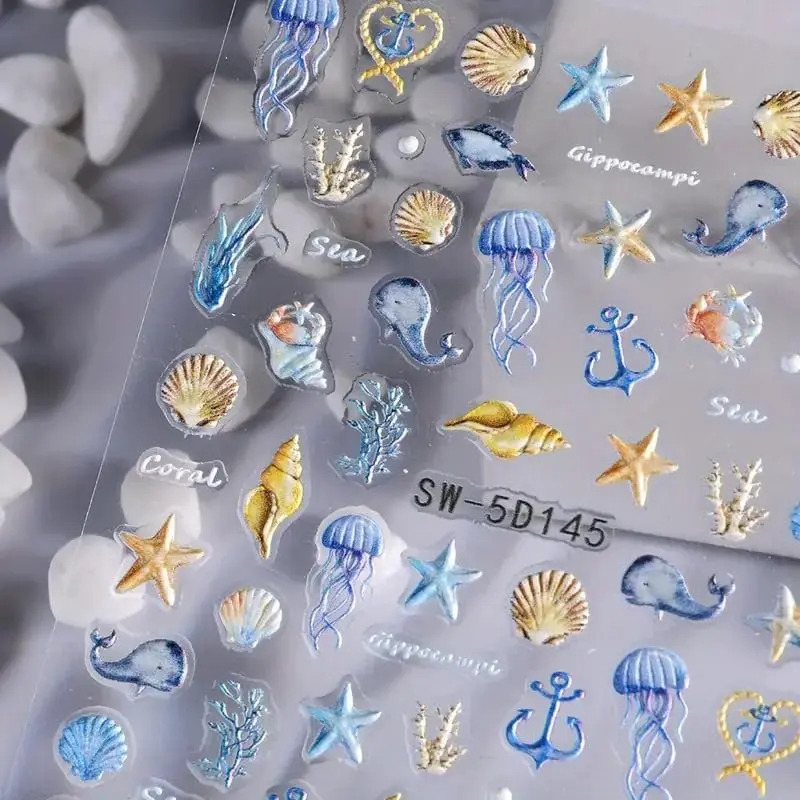 Pegatinas De Nail Art De Vida Marina Con Diseños De Conchas - Image 5