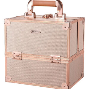 Caja De Maquillaje Frenessa, 25cm, 4 Bandejas, Rosa Dorado