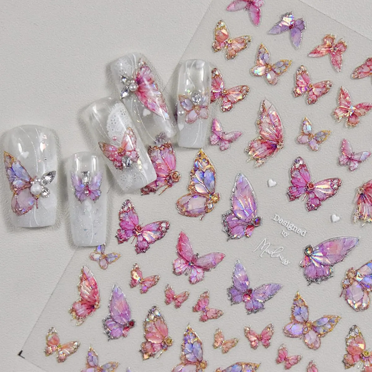Pegatinas De Mariposas Rosadas De 5d Para Decorar Uñas Con D - Image 4
