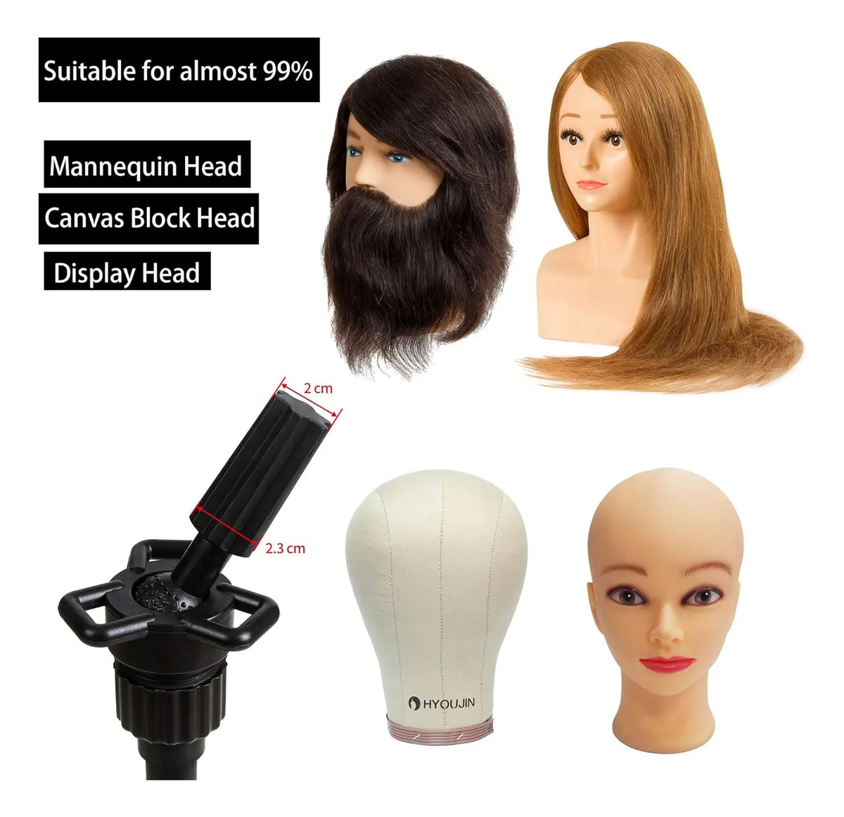 Trípode Soporte Para Peluquería Cabeza Maniquí Practica Blanco - Image 2