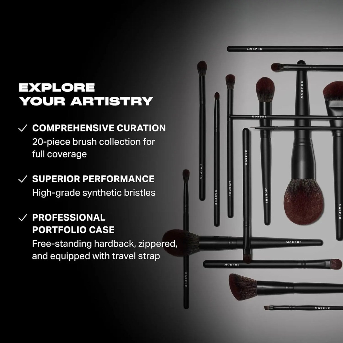 Pinceles De Maquillaje Morphe Mua Life De 20 Piezas Con Cerd Negro - Image 2