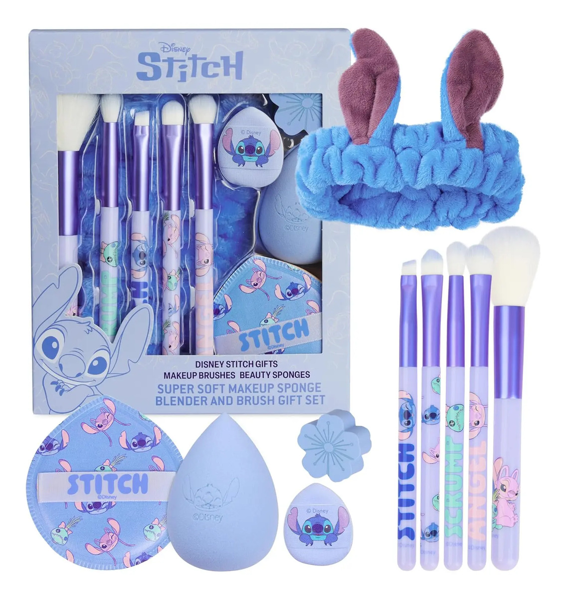 Conjunto De Brochas Y Esponjas De Maquillaje Azul Para Niñas