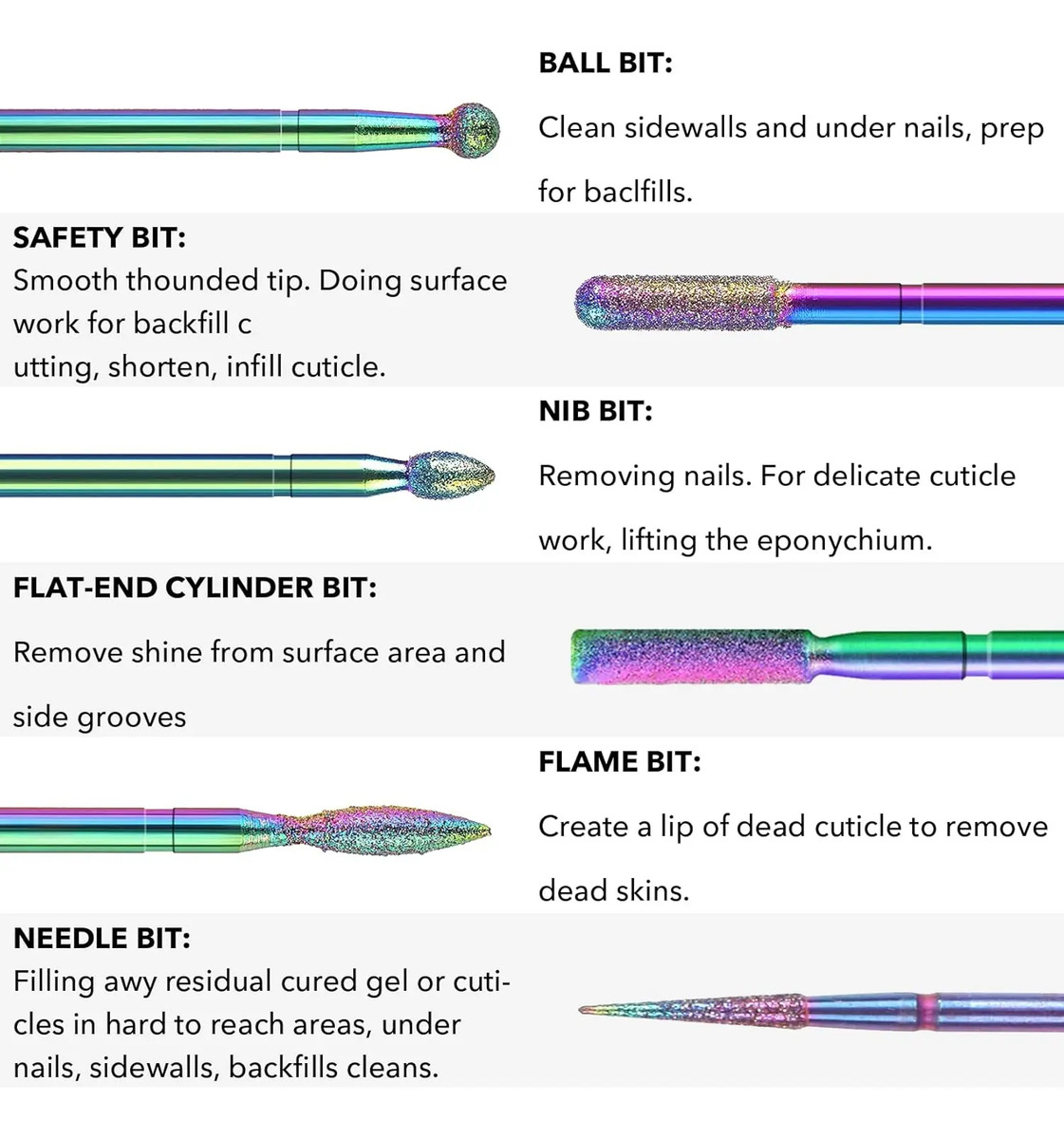 Brocas De Cerámica Para Cortar Uñas De 20 Piezas Diamante Pr - Image 2