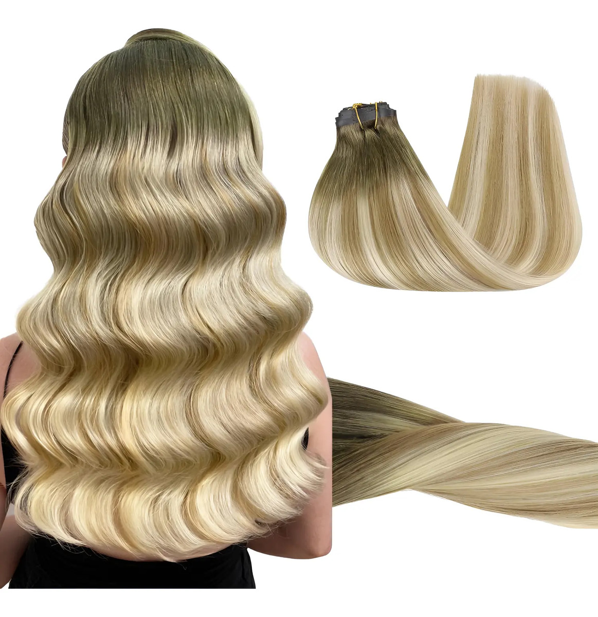Cabello Clip-in Humano Natural 45 Cm 130g Bahameño