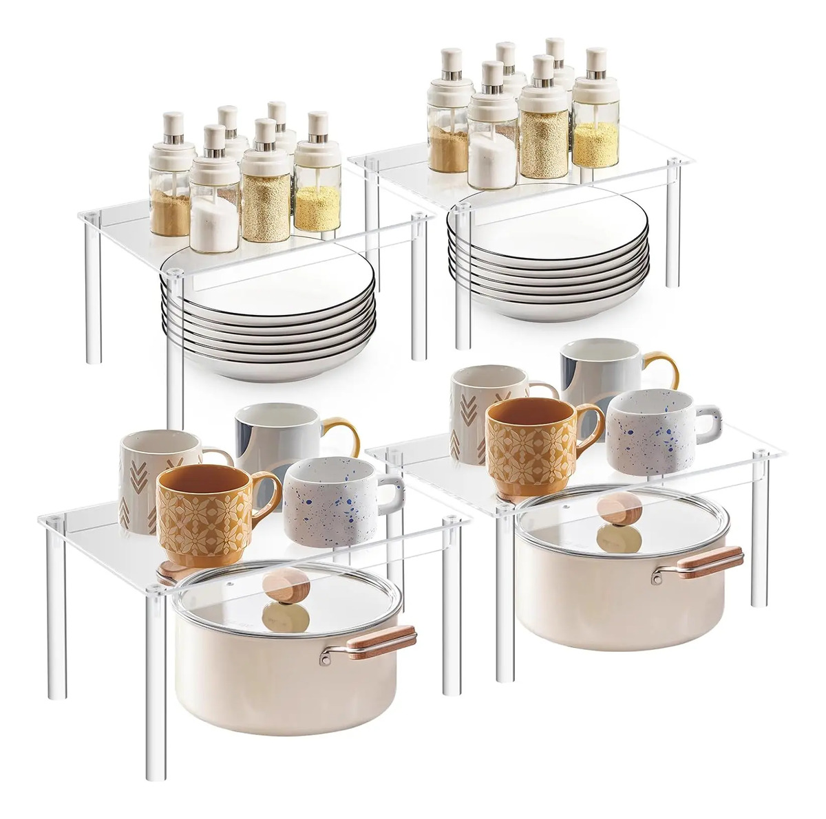Organizador Acrílico 4 Estantes Para Especias Cocina Baño Ho