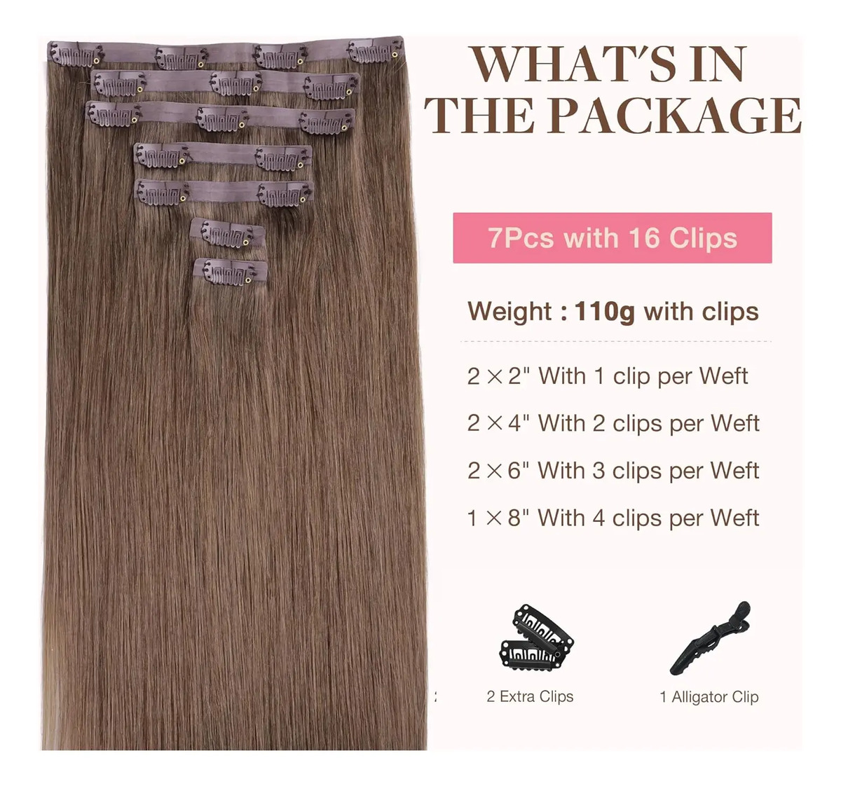 Cabello Humano De 35 Centímetros Castaño - Image 2