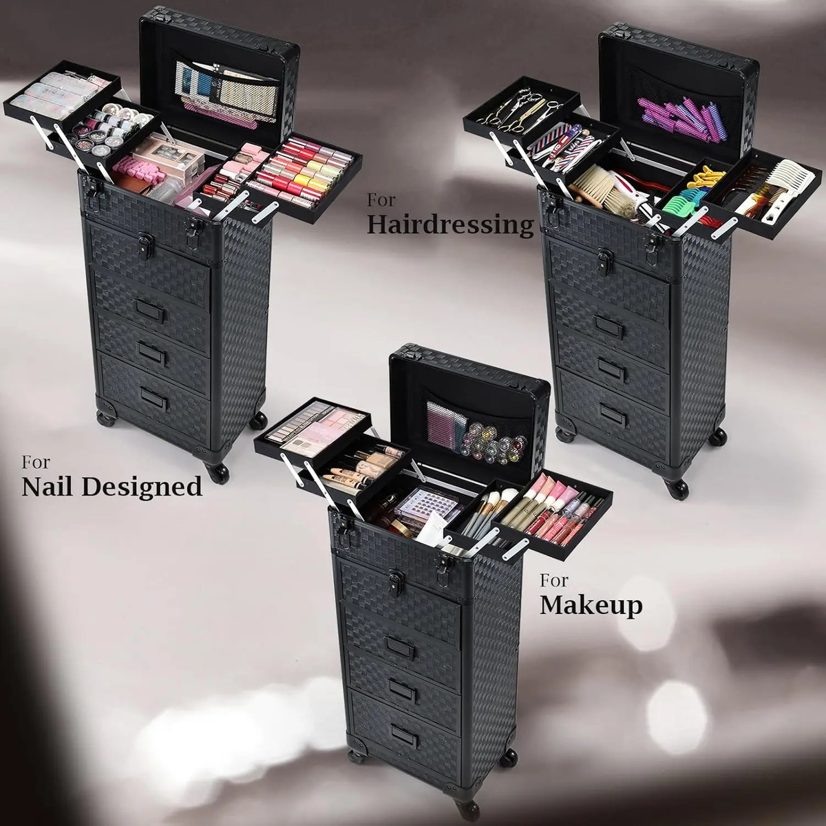 Maletín De Maquillaje Con 4 Cajones Para Artista Con Soporte - Image 4