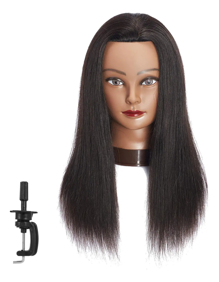 Cabeza De Maniquí Para Peluquería 51 A 56 Cm Cabello Humano