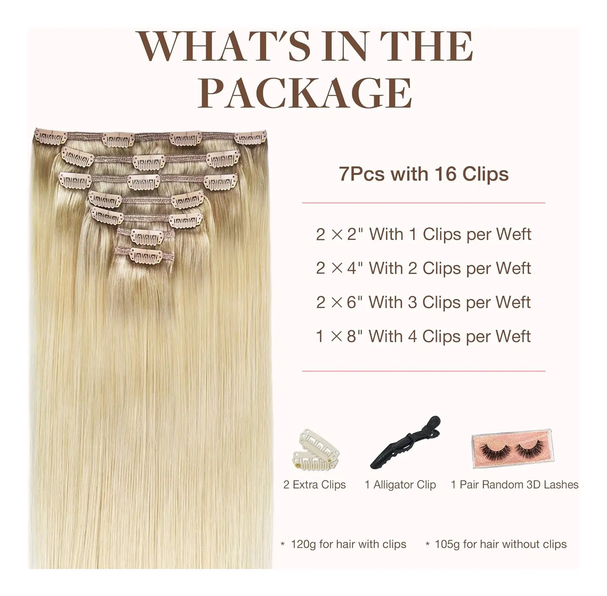 Cabello Humano Remy 45 Cm 120 Gramos En 7 Piezas Rubio Claro - Image 2