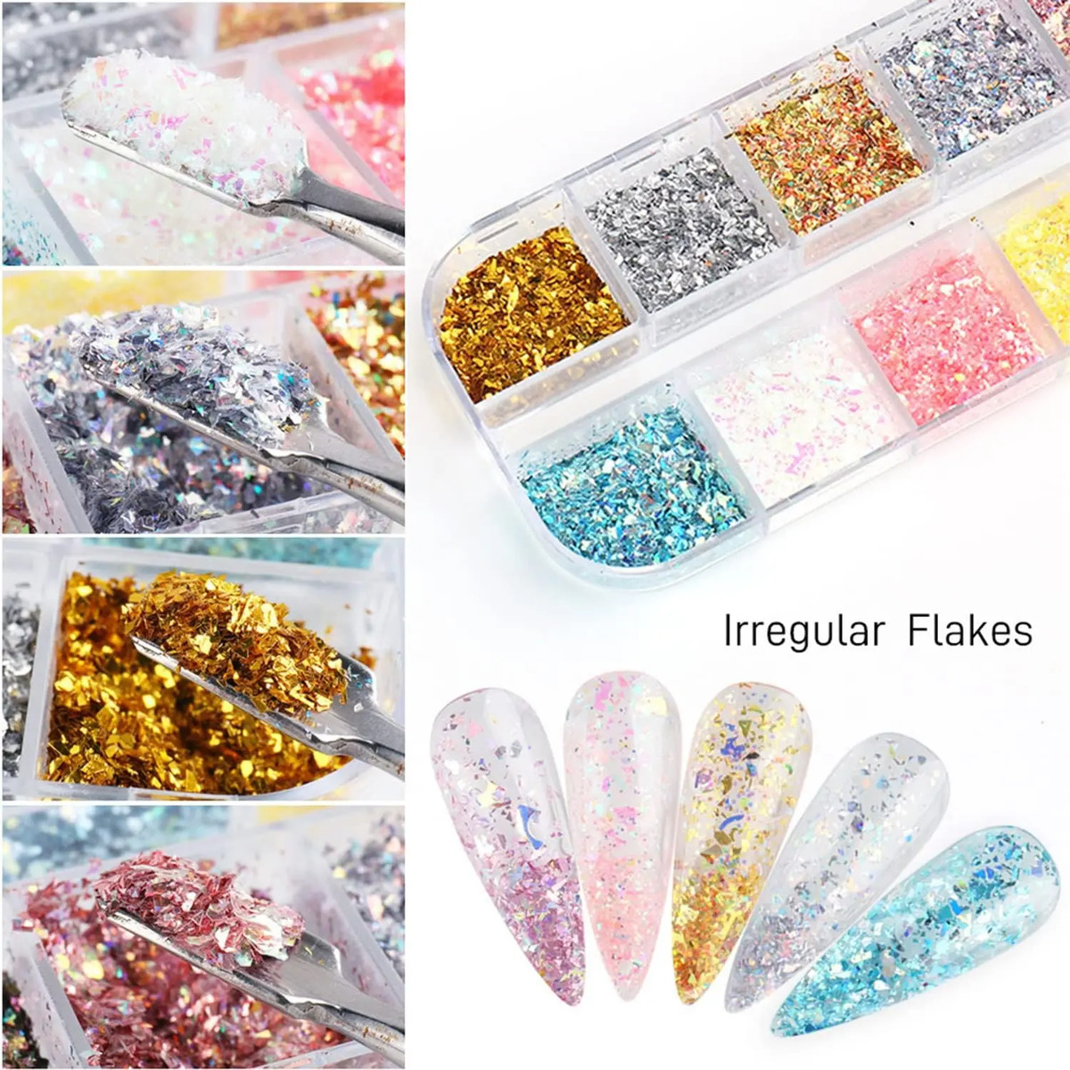 Decoraciones De Uñas Brillantes En 12 Colores Con Purpurina - Image 3