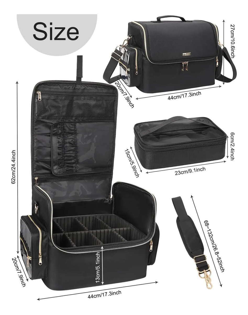 Bolso De Maquillaje Extra Grande Con Divisores Ajustables - Image 5