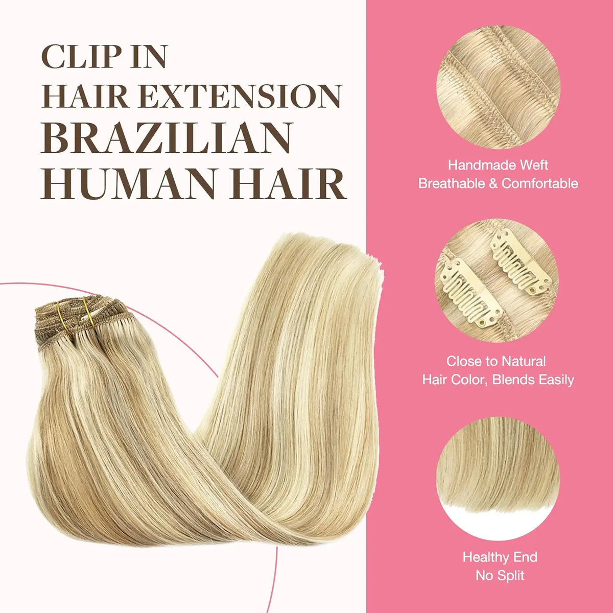 Extensiones De Cabello Humano Rubio Oscuro 35cm - Image 3