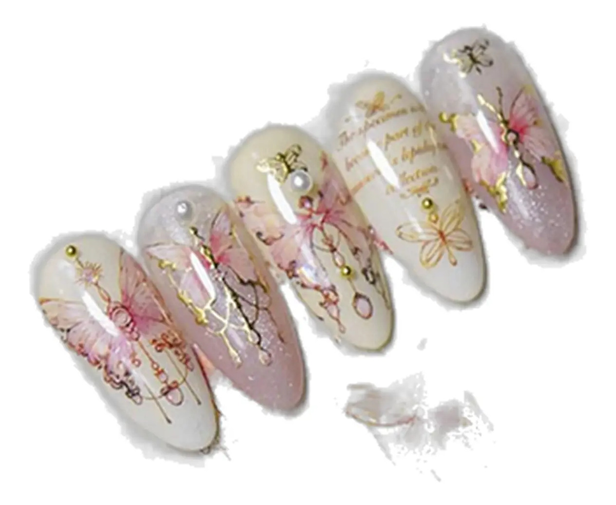 Pegatinas De Mariposas Rosadas Para Uñas De 5d Con Conchas D