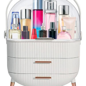 Organizador De Maquillaje Blanco Perla Con Cajones Y Tapa