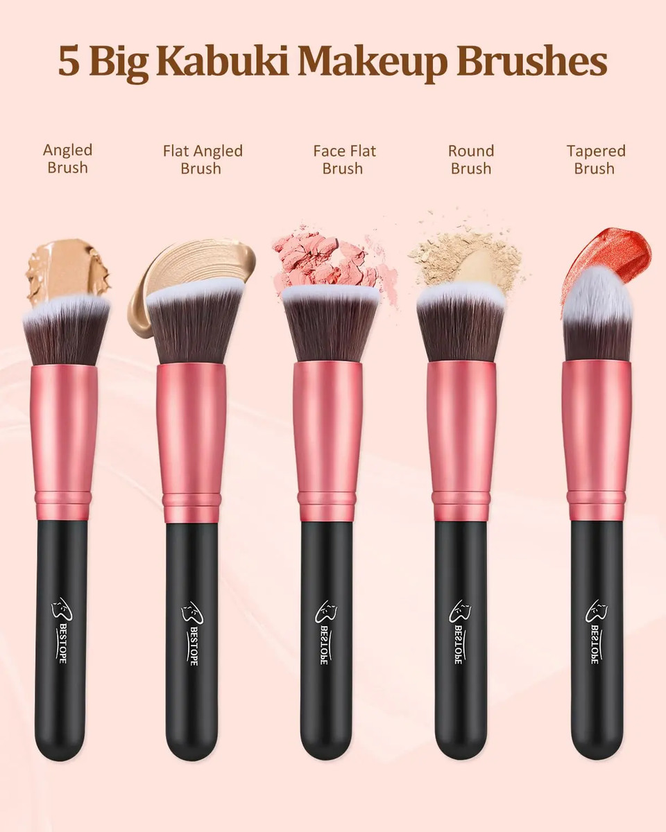 Pinceles De Maquillaje Bestope Pro De 16 Piezas Para Rostro Black Rose Golden - Image 2